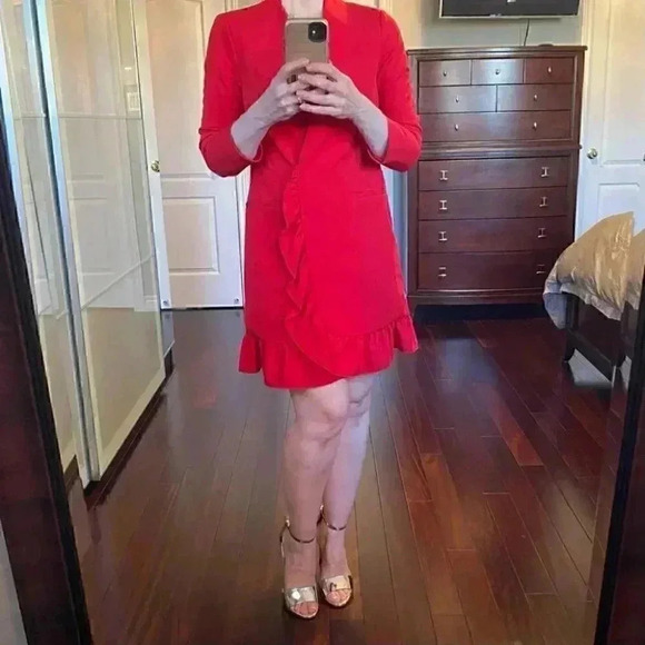Topshop Blazer Dress Ruffle Edge Long Sleeve
Mini Red Size 4 NWOT - Picture 5 of 16